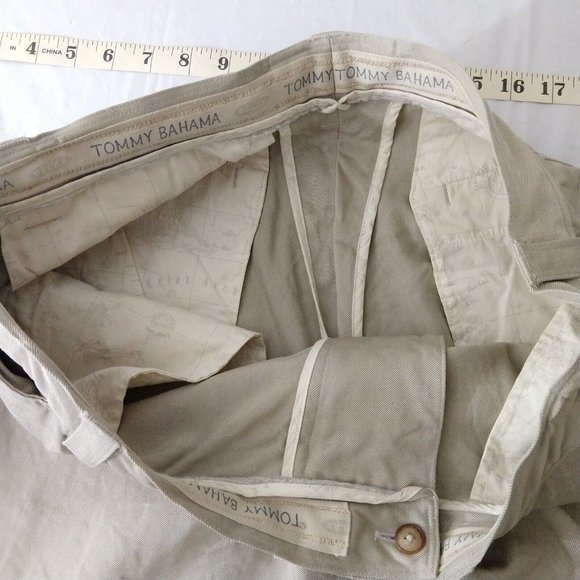 Tommy Bahama Men's Dress Pants 100% Silk Straight Leg Beige Tag 36 Fit 35"X30" - Picture 6 of 7